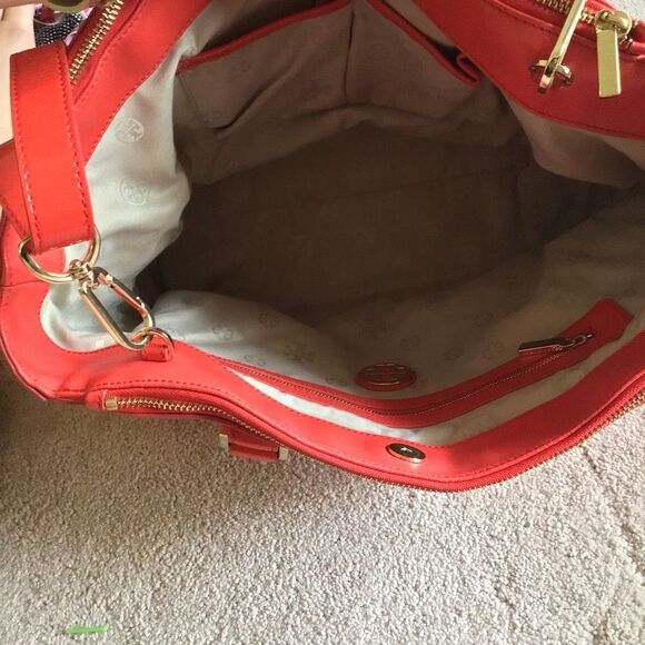 Tory Burch Orange Robinson Double Zip Tote - Picture 8 of 12